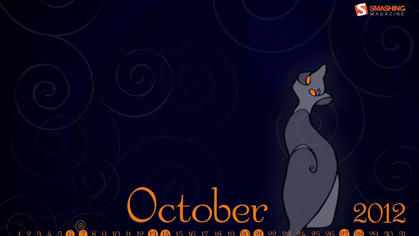 Octobre 2012 Calendar Wallpaper (1) #8 - 1366x768