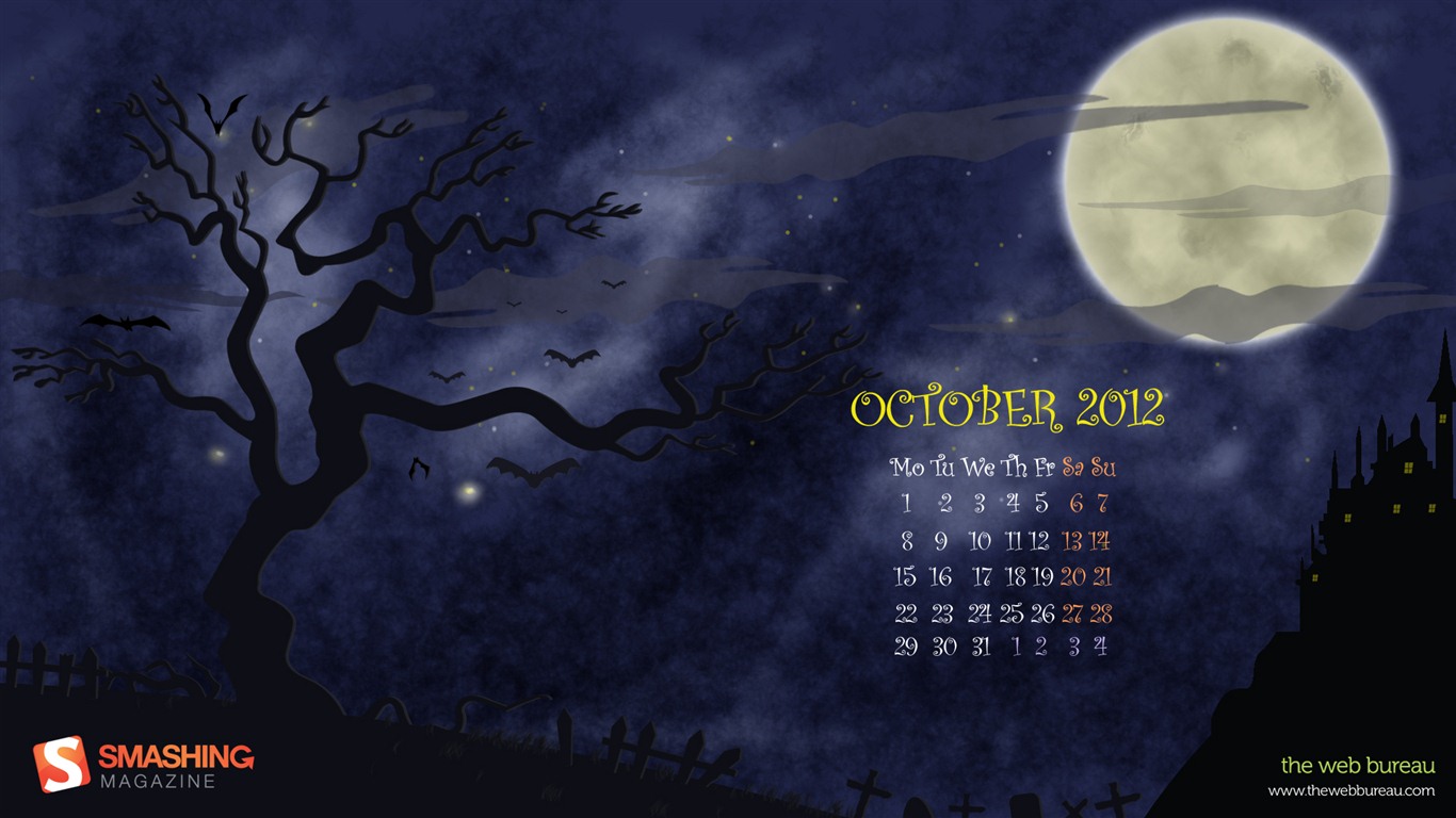 2012年10月 月曆壁紙(一) #18 - 1366x768