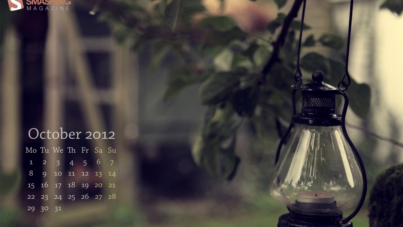 Oktober 2012 Kalender Wallpaper (2) #6 - 1366x768