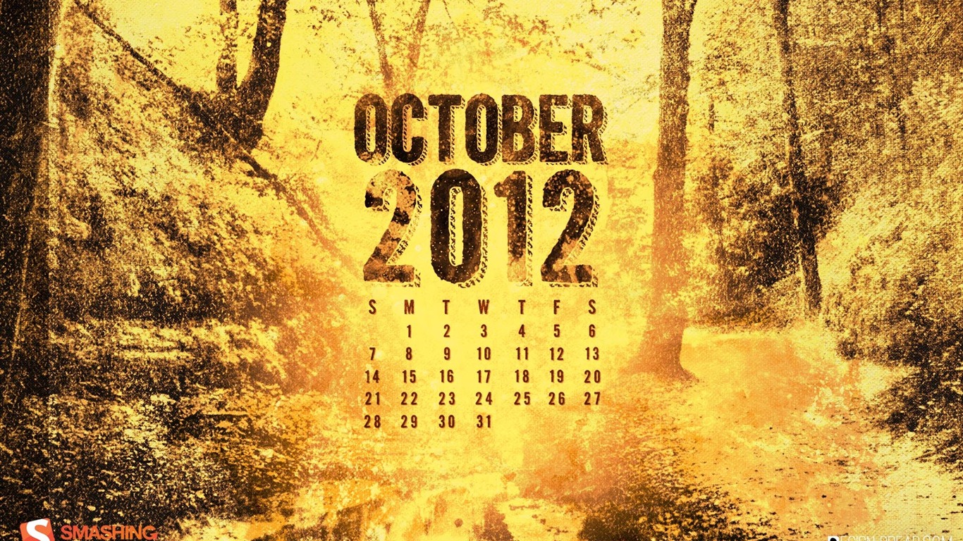 Oktober 2012 Kalender Wallpaper (2) #8 - 1366x768