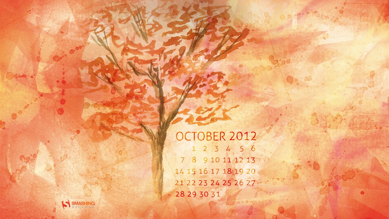 2012年10月カレンダー壁紙（2） #15 - 1366x768