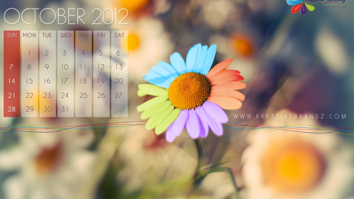 Oktober 2012 Kalender Wallpaper (2) #17 - 1366x768