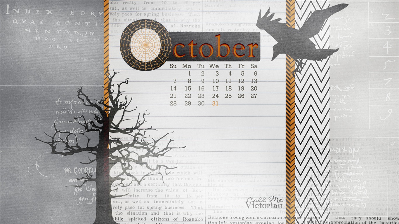 October 2012 Calendar wallpaper (2) #18 - 1366x768