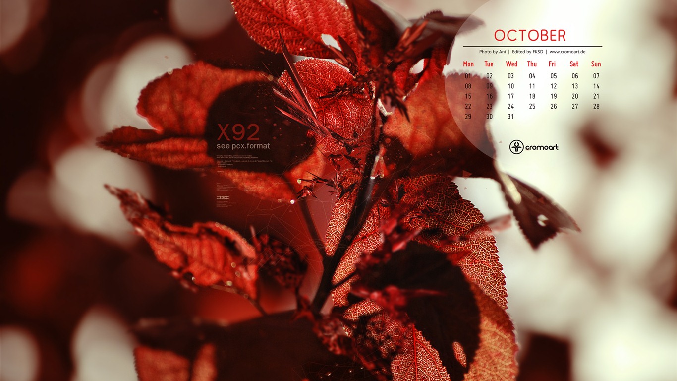 Oktober 2012 Kalender Wallpaper (2) #20 - 1366x768