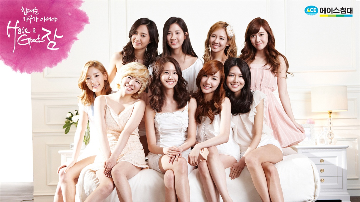 소녀 시대 ACE와 LG의 보증 광고의 HD 배경 화면 #1 - 1366x768