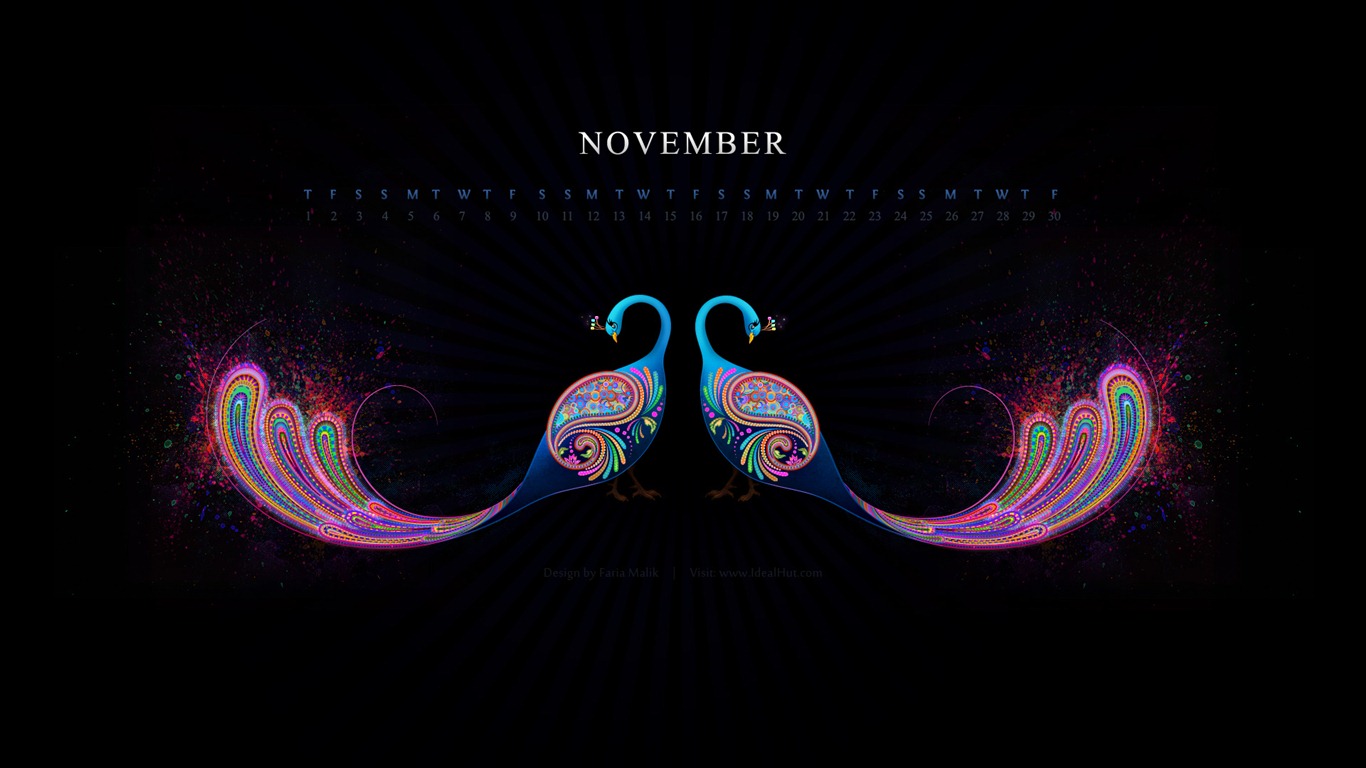 November 2012 Calendar wallpaper (1) #8 - 1366x768