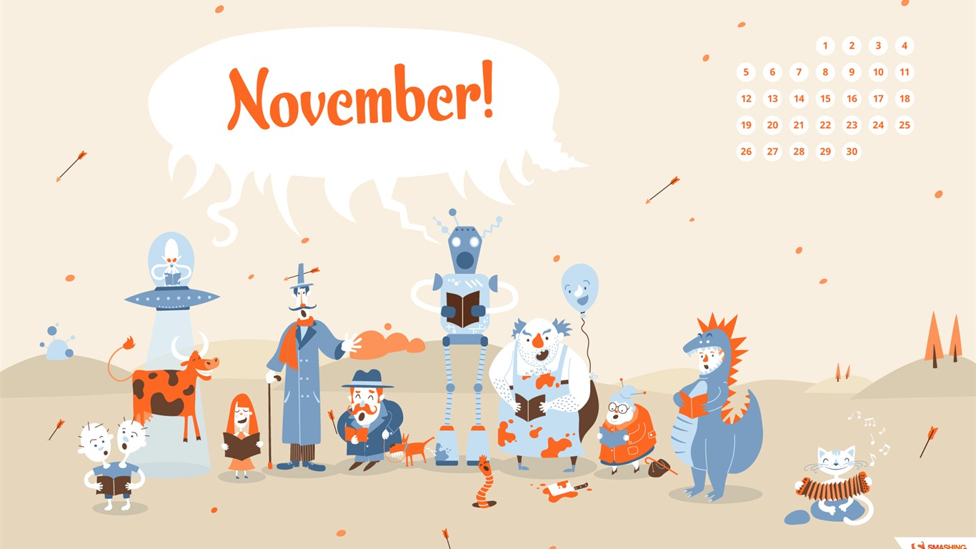 November 2012 Kalender Wallpaper (1) #9 - 1366x768