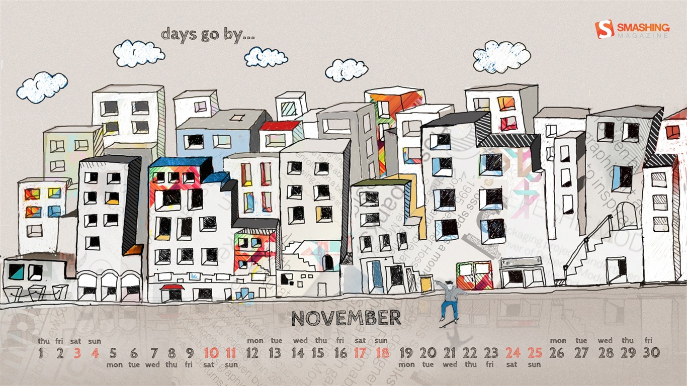 11 2012 Calendar fondo de pantalla (1) #14 - 1366x768