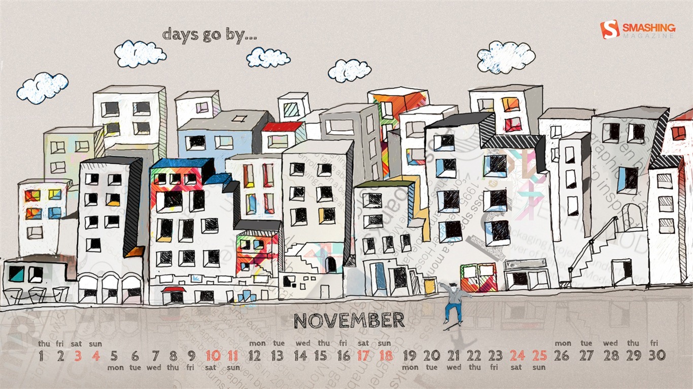 2012年11月 月曆壁紙(一) #14 - 1366x768