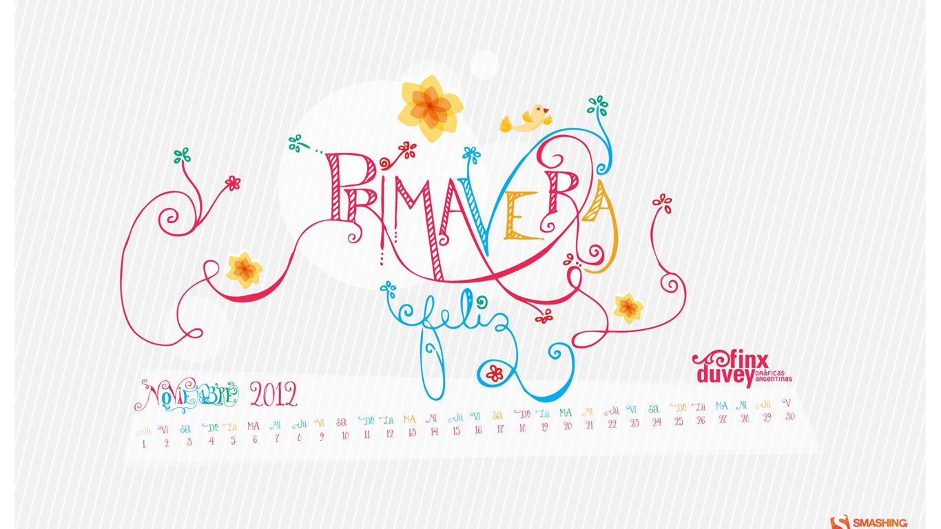 November 2012 Calendar wallpaper (2) #4 - 1366x768