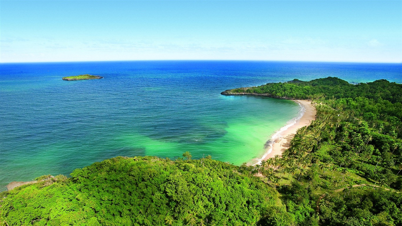 湖泊，大海，树木，森林，高山，精美风景壁纸10 - 1366x768