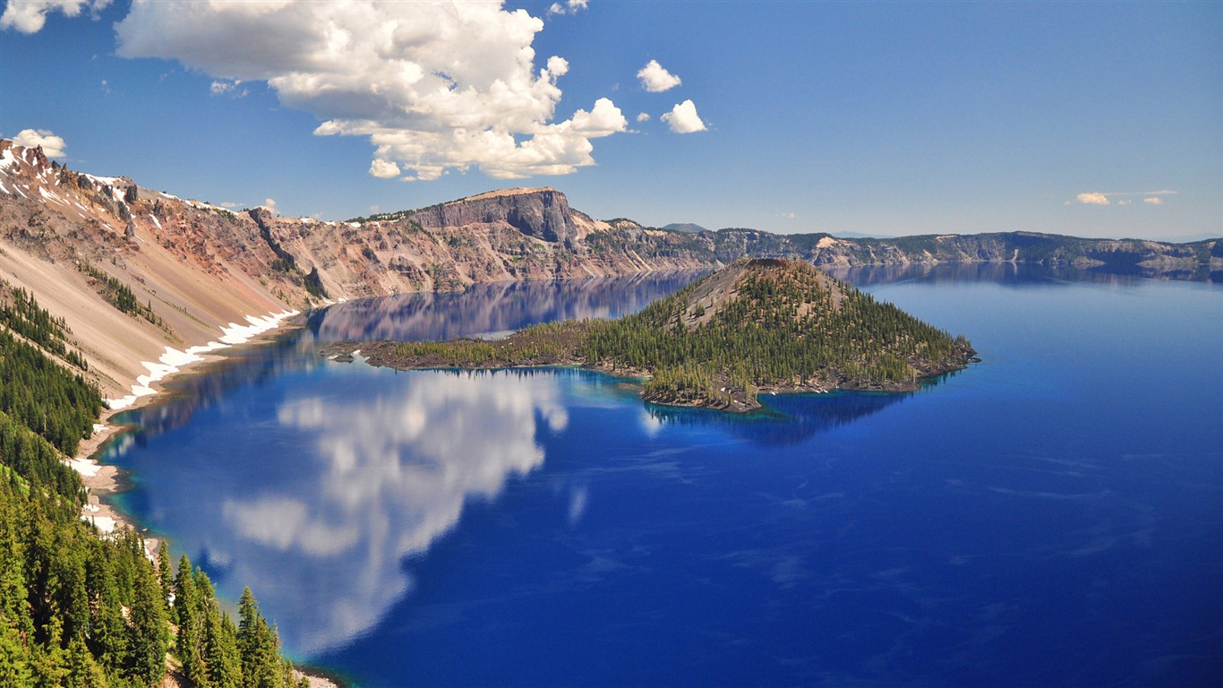 湖泊，大海，树木，森林，高山，精美风景壁纸16 - 1366x768