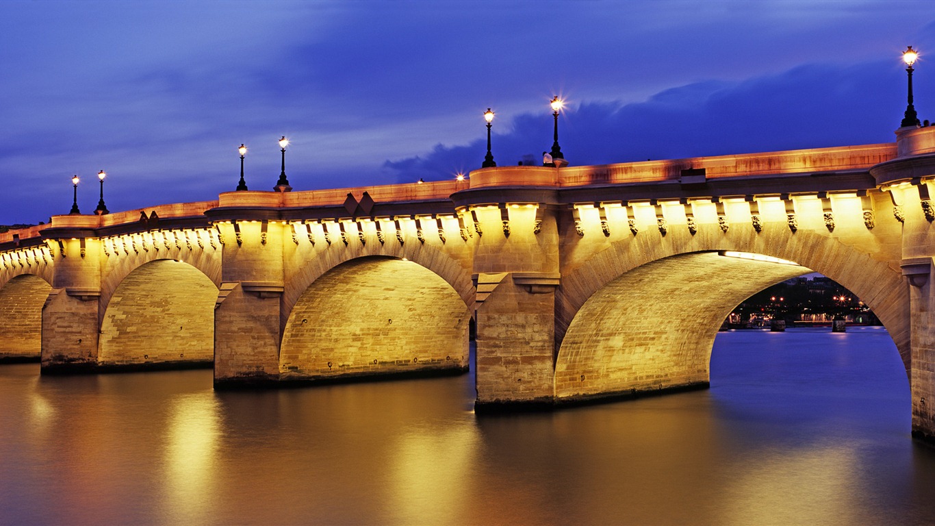 Windows 8 官方全景主題壁紙，城市風光，大橋，地平線 #8 - 1366x768