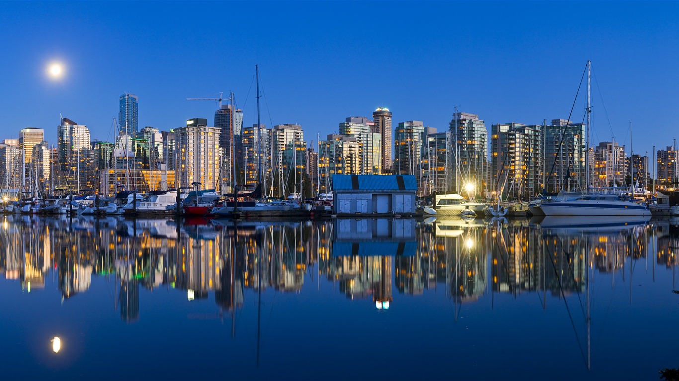 Windows 8 官方全景主題壁紙，城市風光，大橋，地平線 #10 - 1366x768