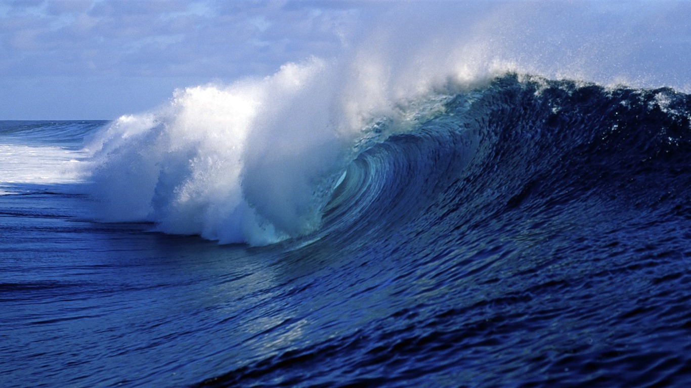 Windows 8 官方全景主题壁纸，海浪，森林，雄伟高山25 - 1366x768