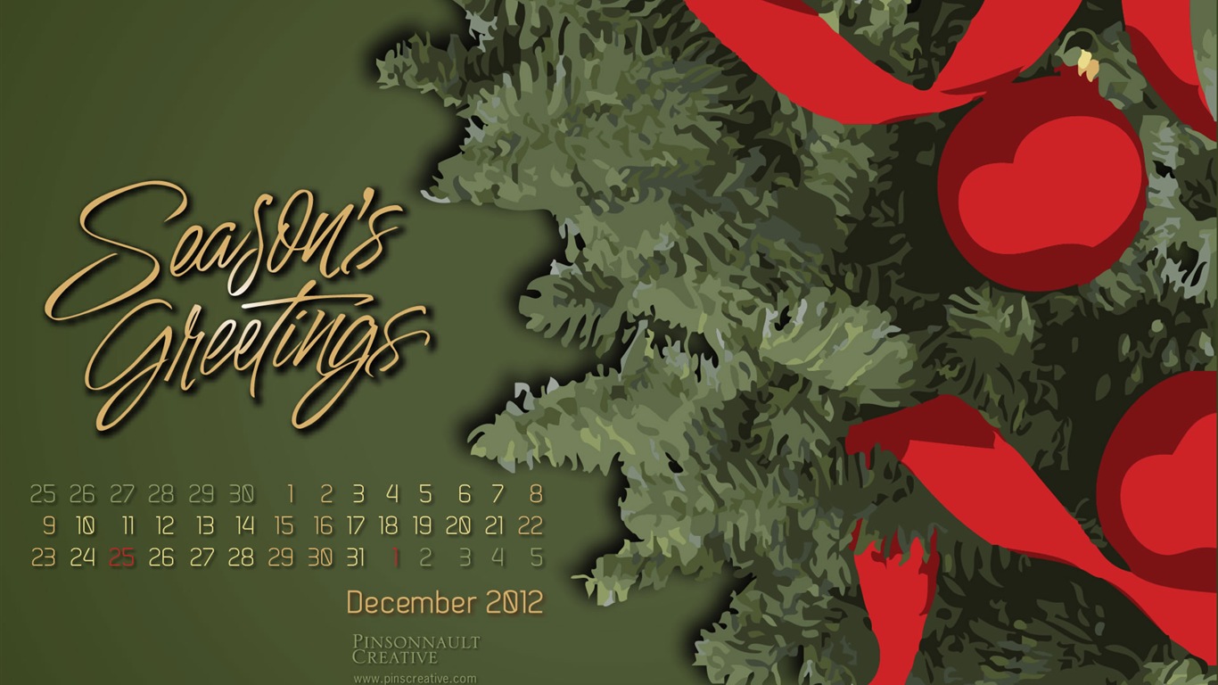 2012年12月 月曆壁紙(一) #3 - 1366x768