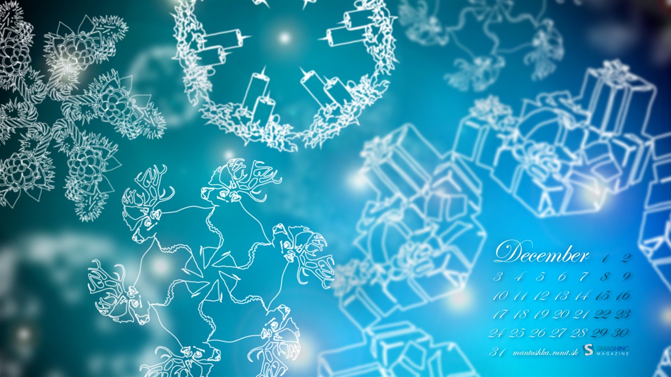 2012年12月 月曆壁紙(一) #12 - 1366x768