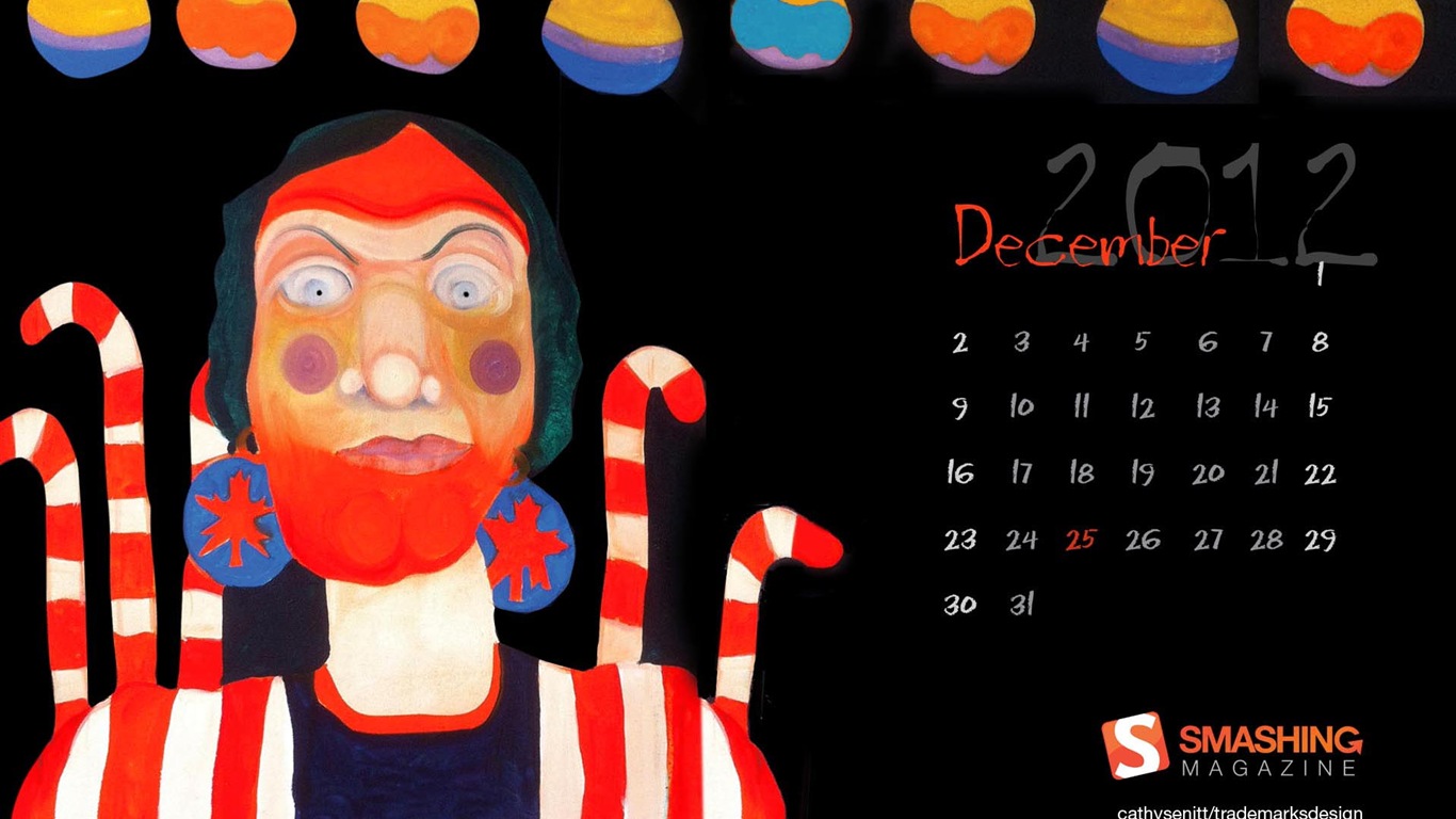2012年12月 月曆壁紙(一) #14 - 1366x768