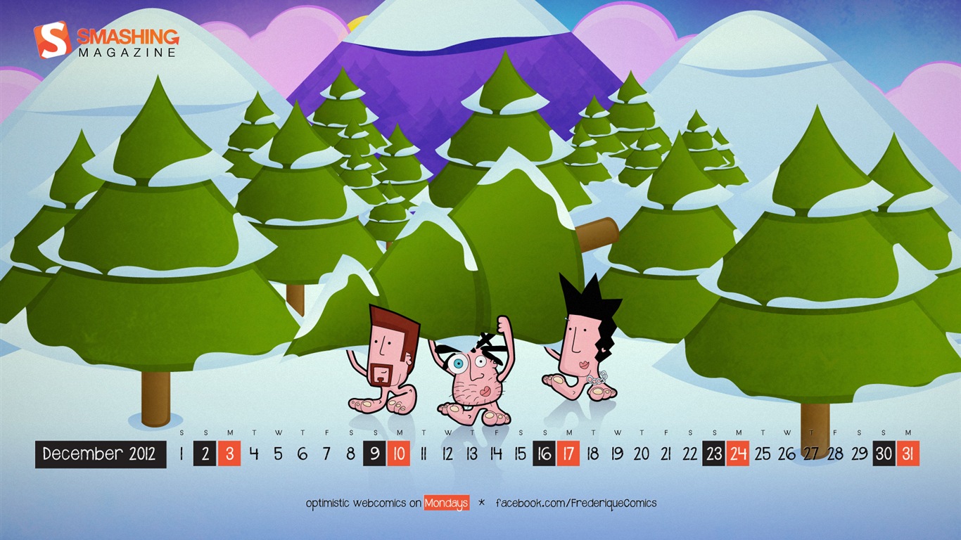 2012年12月 月曆壁紙(一) #17 - 1366x768
