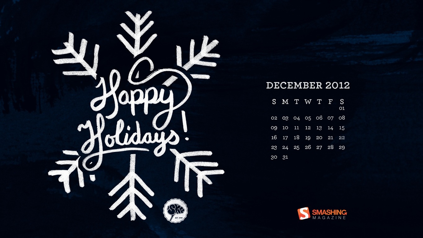 Dezember 2012 Kalender Wallpaper (2) #2 - 1366x768