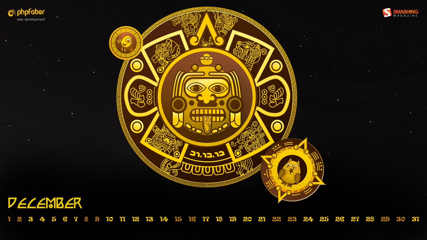 December 2012 Calendar wallpaper (2) #5 - 1366x768