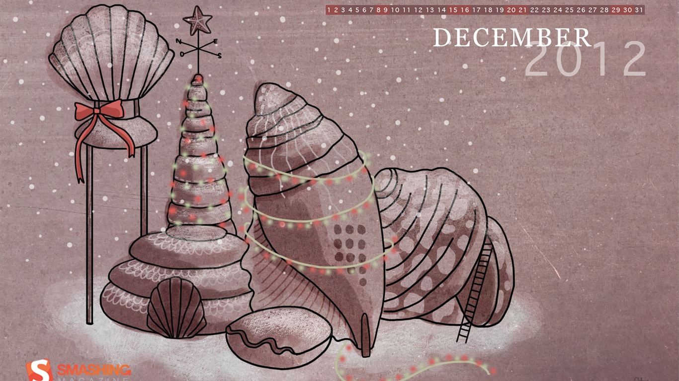 Dezember 2012 Kalender Wallpaper (2) #13 - 1366x768
