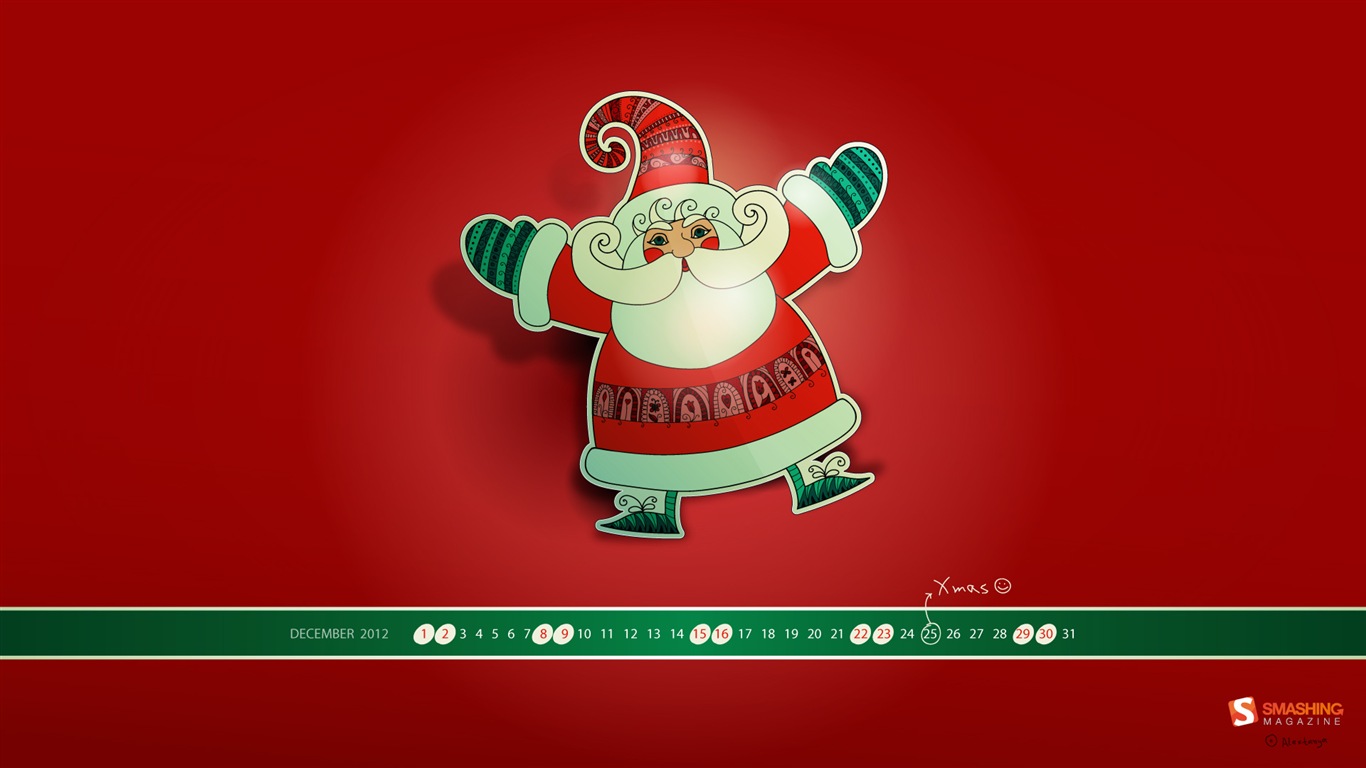 Dezember 2012 Kalender Wallpaper (2) #17 - 1366x768