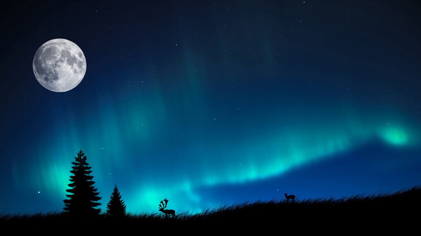 Natural wonders of the Northern Lights HD Wallpaper (1) #13 - 1366x768