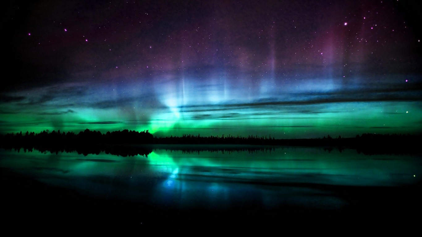 Přírodní divy Northern Lights HD Wallpaper (1) #16 - 1366x768