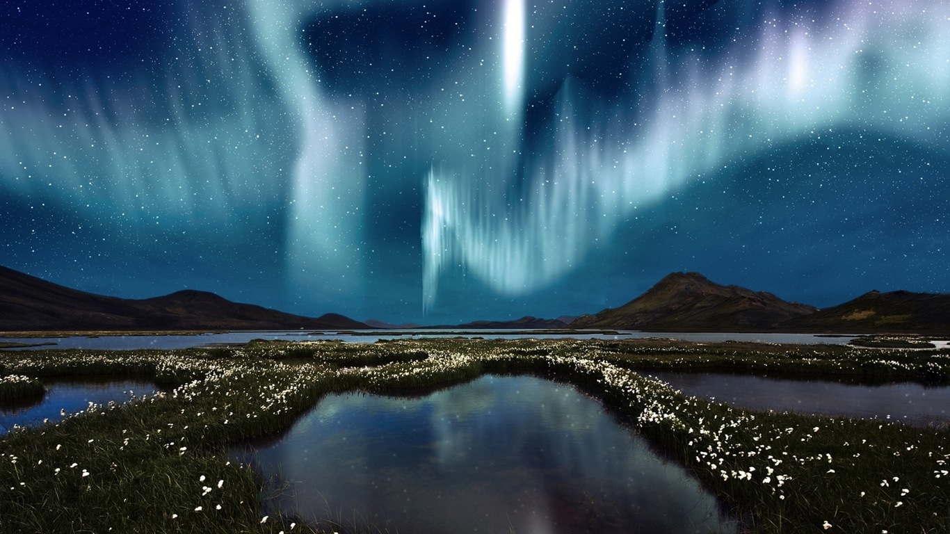 Природные чудеса Northern Lights HD обои (2) #7 - 1366x768