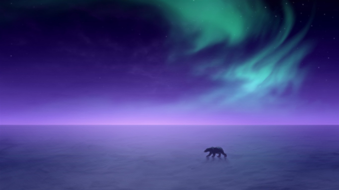 自然奇景，北极光高清壁纸(二)21 - 1366x768
