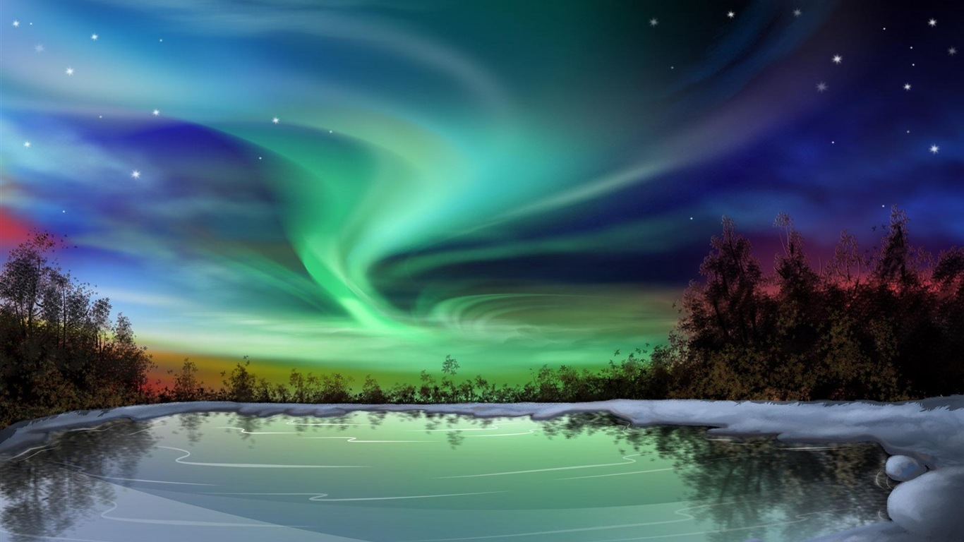 Natural wonders of the Northern Lights HD Wallpaper (2) #25 - 1366x768