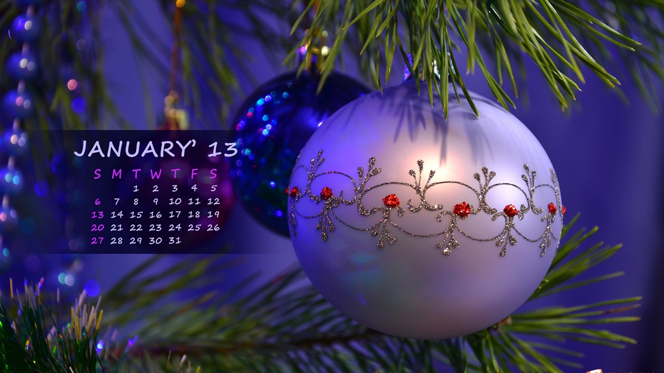 2013年1月 月曆壁紙(一) #19 - 1366x768