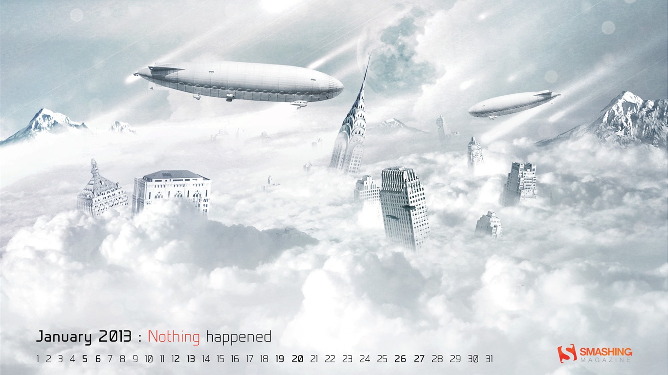 2013年1月 月曆壁紙(二) #3 - 1366x768