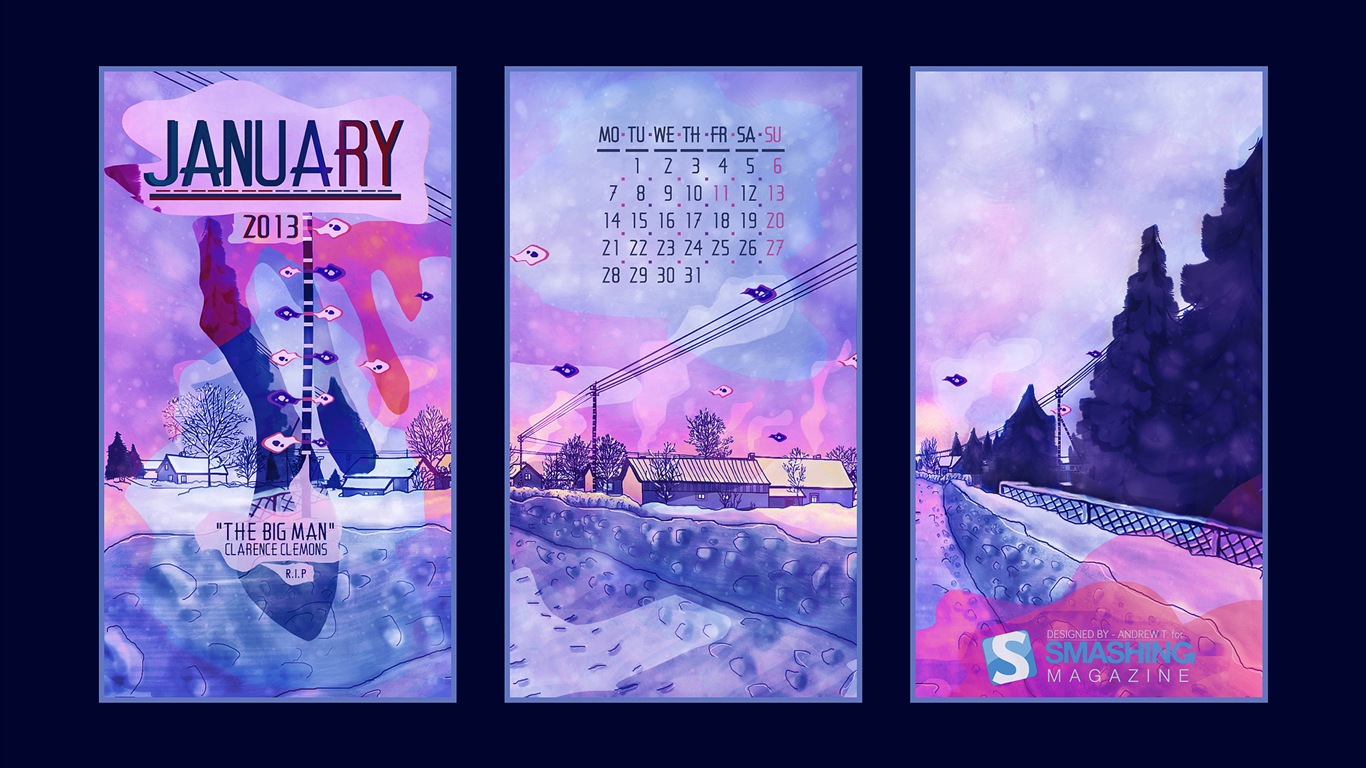 Januar 2013 Kalender Wallpaper (2) #6 - 1366x768