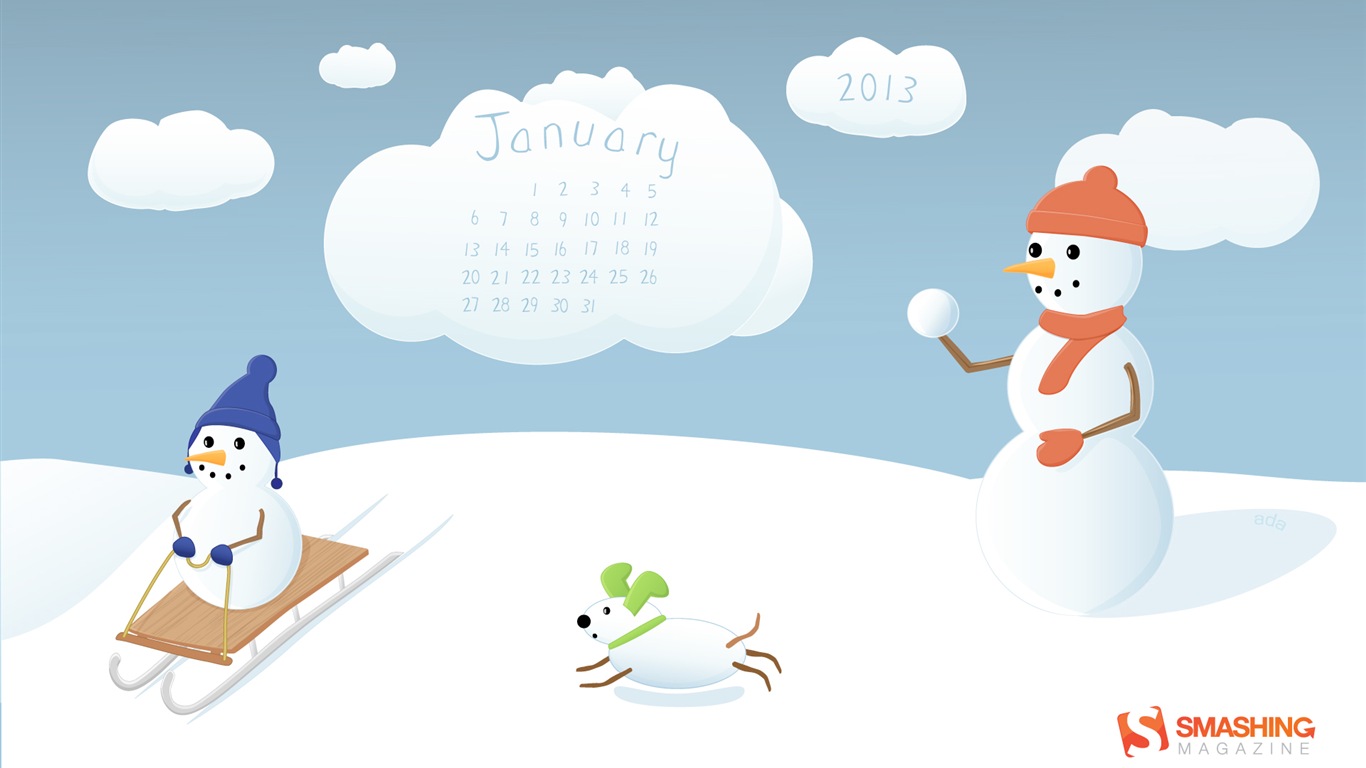 2013年1月 月曆壁紙(二) #11 - 1366x768