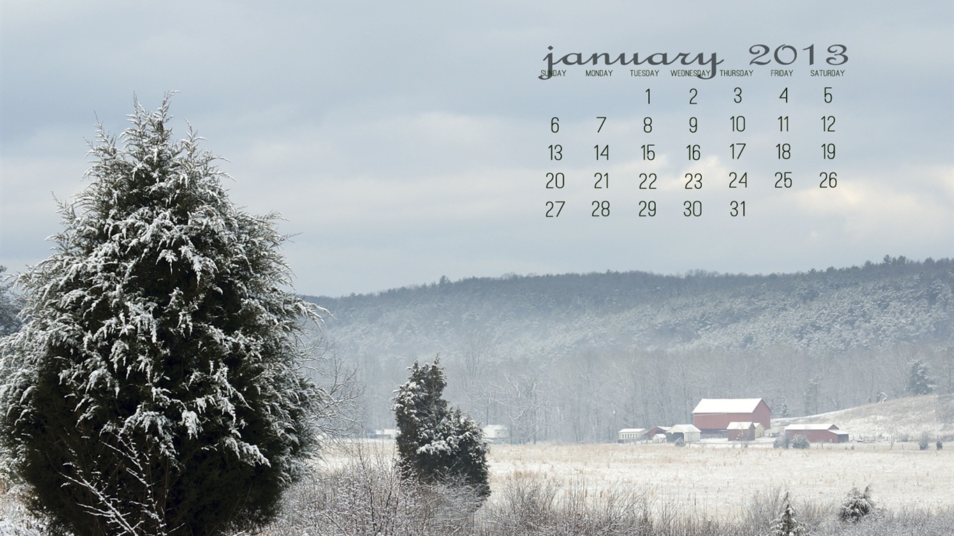 Janvier 2013 Calendrier fond d'écran (2) #15 - 1366x768