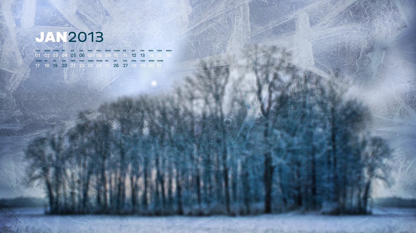 January 2013 Calendar wallpaper (2) #17 - 1366x768