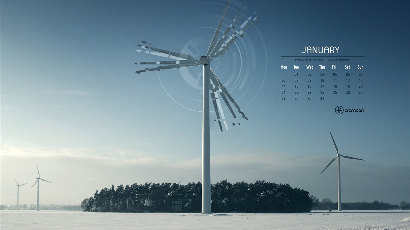 2013年1月 月曆壁紙(二) #20 - 1366x768