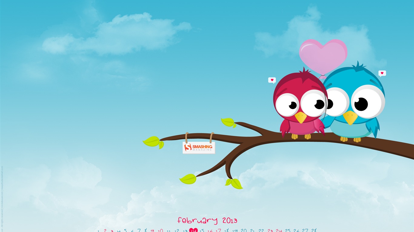 Februar 2013 Kalender Wallpaper (1) #9 - 1366x768