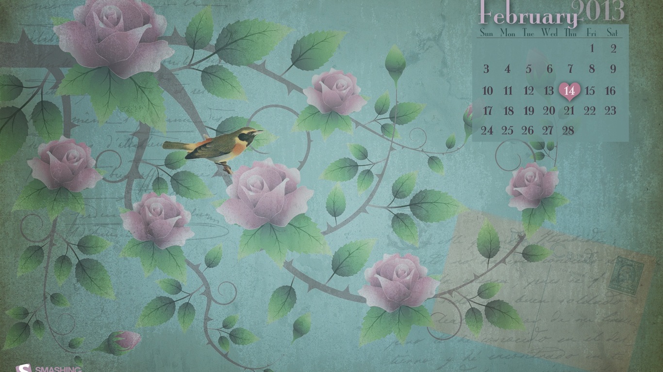 2013년 2월 캘린더 벽지 (1) #14 - 1366x768