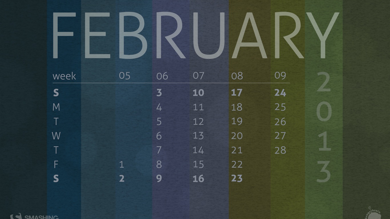 2013年2月 月曆壁紙(二) #8 - 1366x768