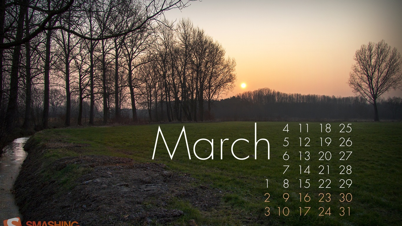 2013년 3월 달력 배경 화면 (2) #1 - 1366x768