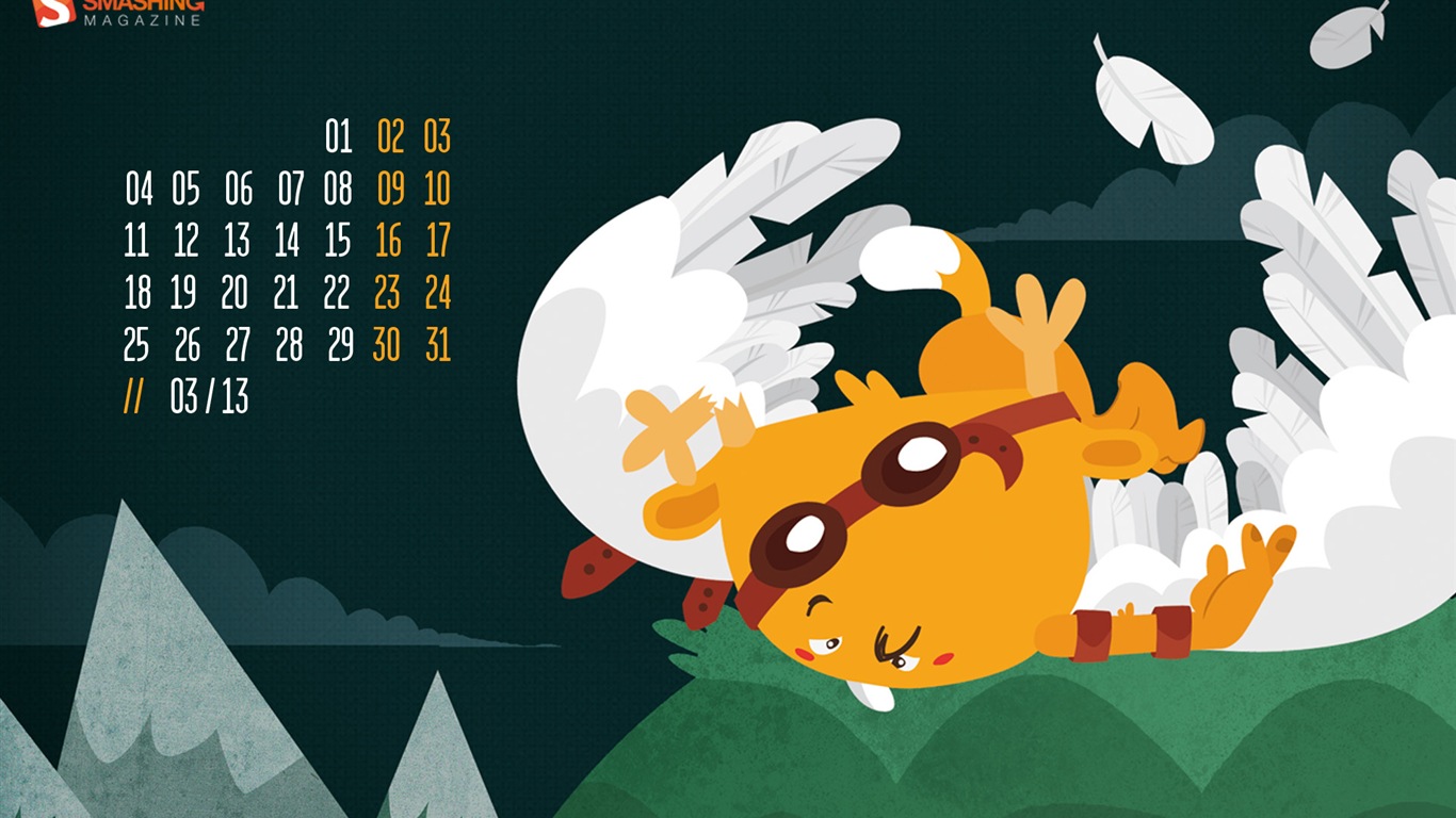 März 2013 Kalender Wallpaper (2) #7 - 1366x768