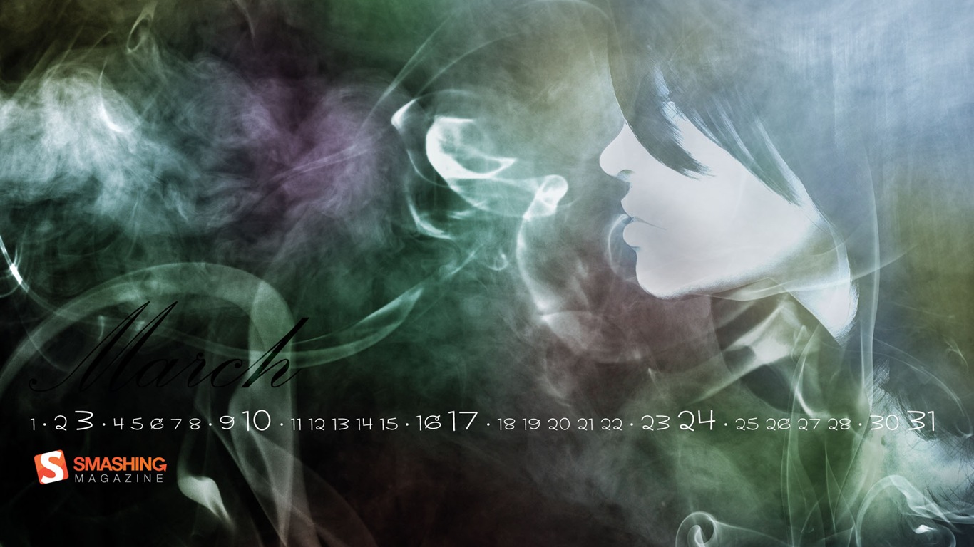 2013年3月 月曆壁紙(二) #10 - 1366x768