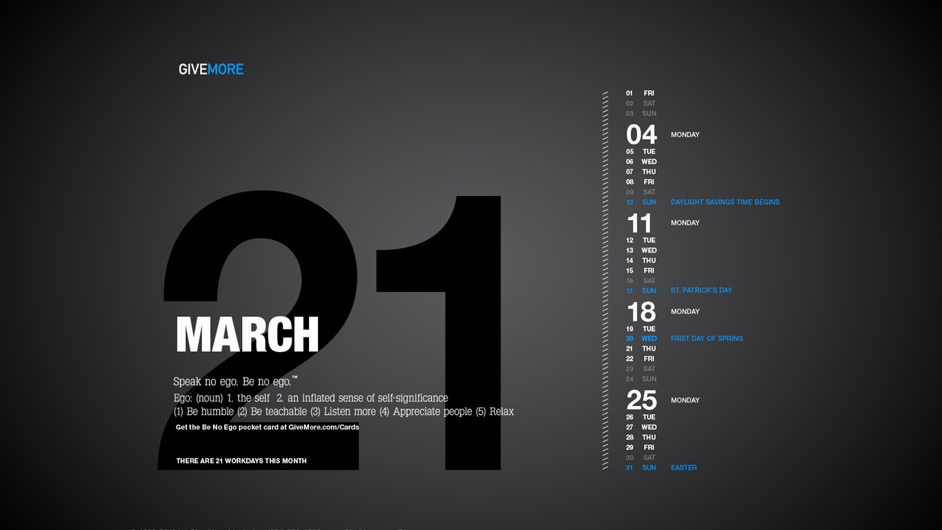 März 2013 Kalender Wallpaper (1) #5 - 1366x768
