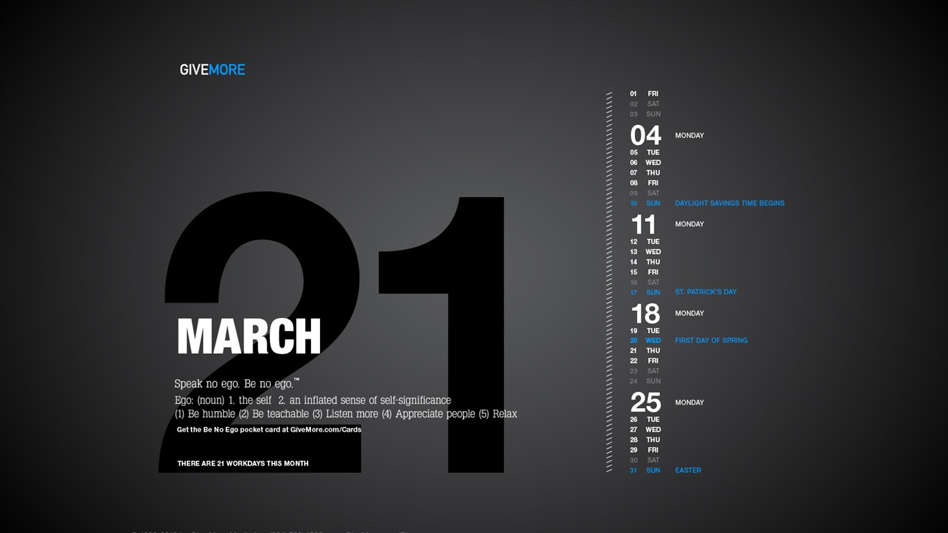 2013年3月 月曆壁紙(一) #5 - 1366x768