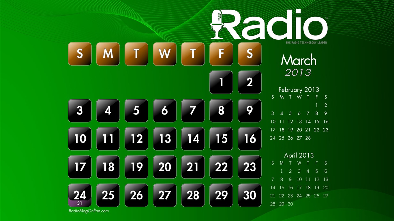 März 2013 Kalender Wallpaper (1) #7 - 1366x768