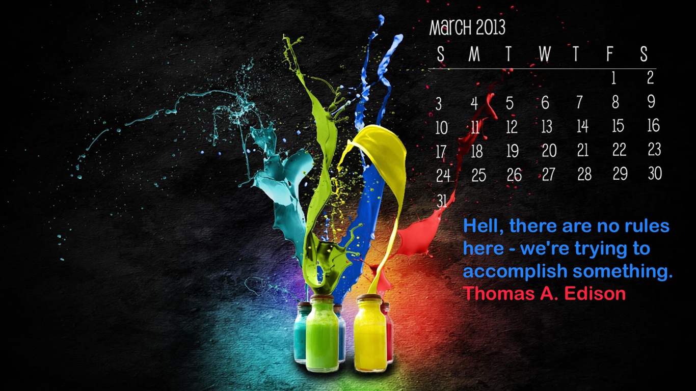 März 2013 Kalender Wallpaper (1) #8 - 1366x768
