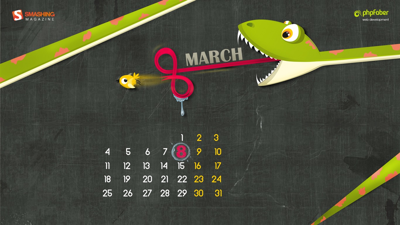 März 2013 Kalender Wallpaper (1) #11 - 1366x768